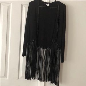 Fringe jacket, heavy material, black, Zara